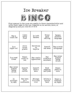 Sample Human Bingo Grids for Team Building | Team Bonding